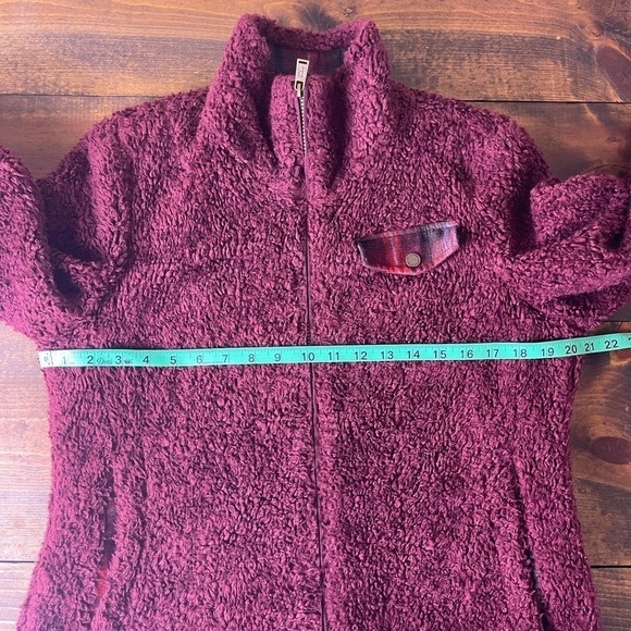 Pendleton Fuzzy Zip Jacket Burgundy Deep Pile Fleece Wool Collar Women's Small - Picture 11 of 12